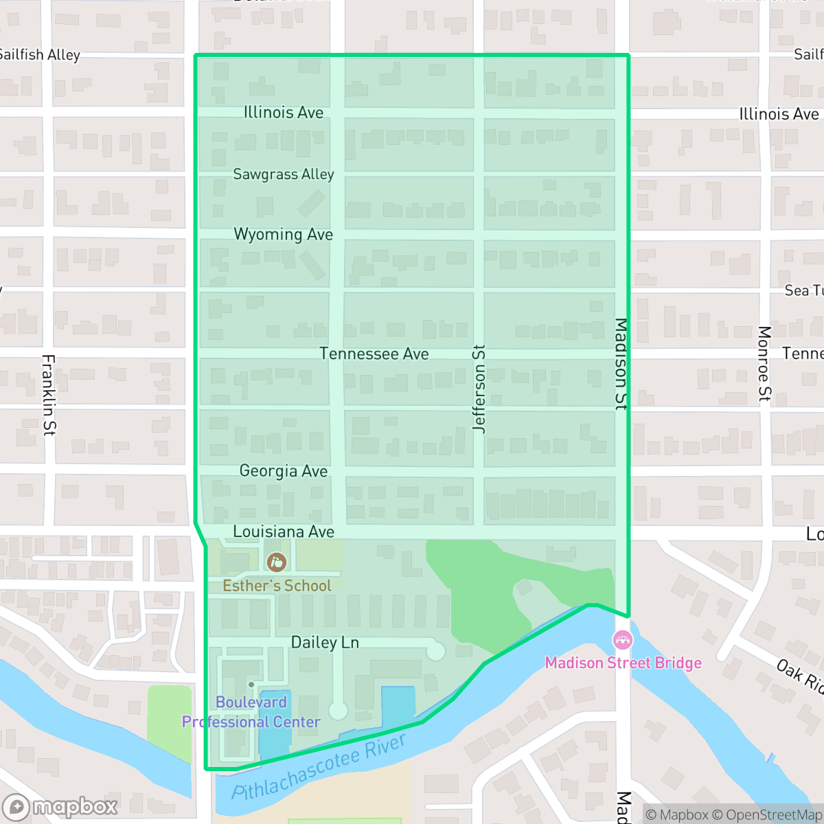 Map showing the location of East Grand, New Port Richey, FL