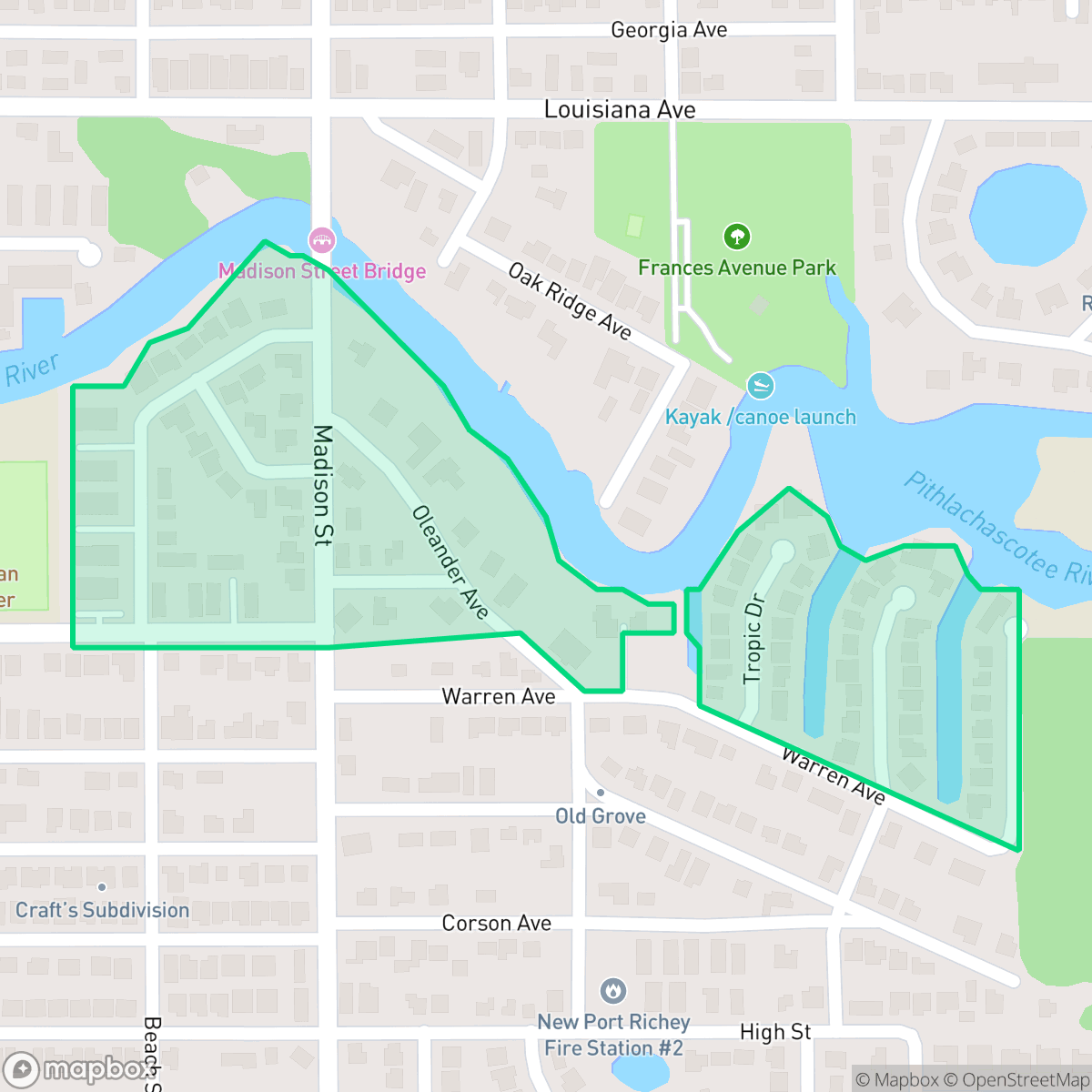 Map showing the location of Le Clair, New Port Richey, FL