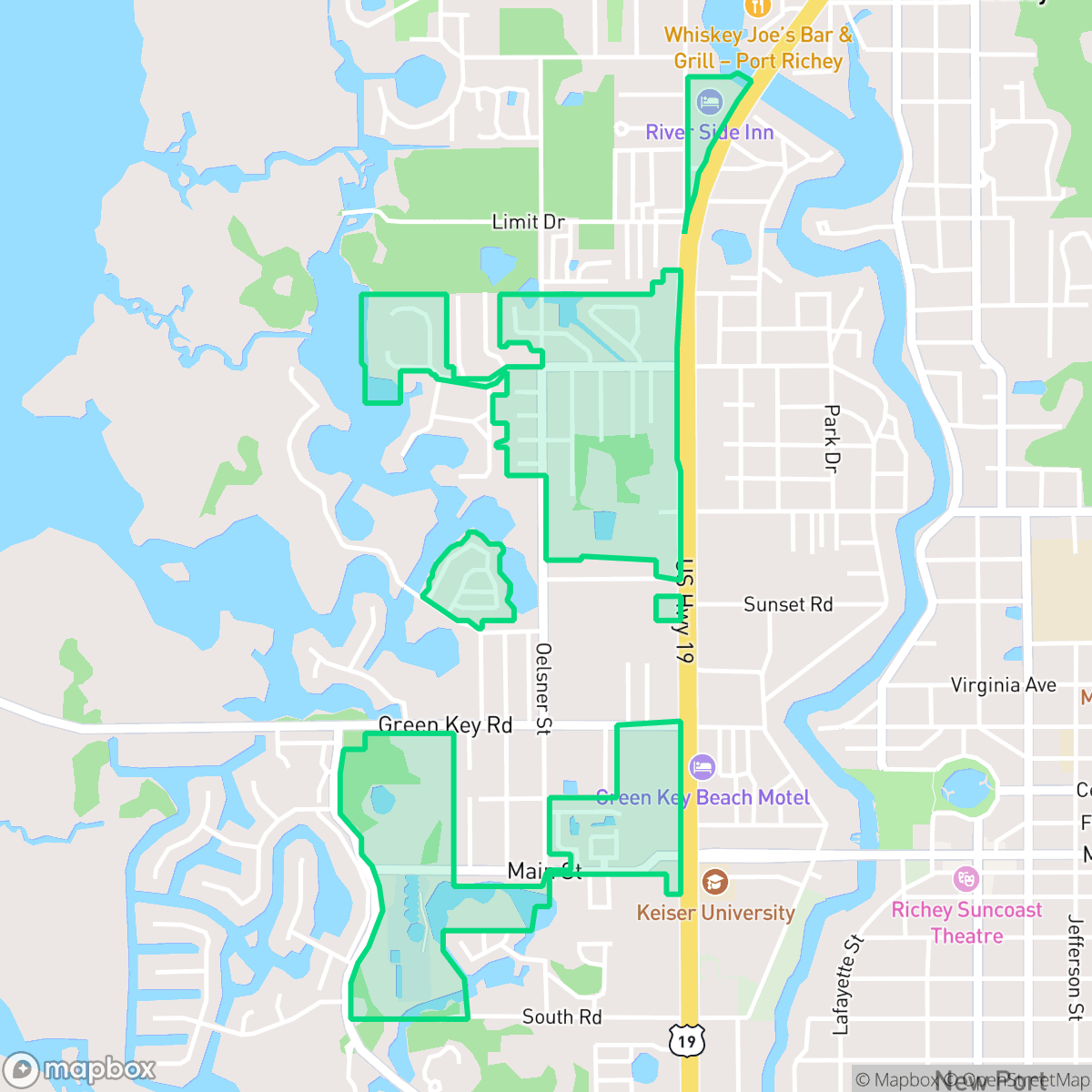 Map showing the location of Northwest, New Port Richey, FL