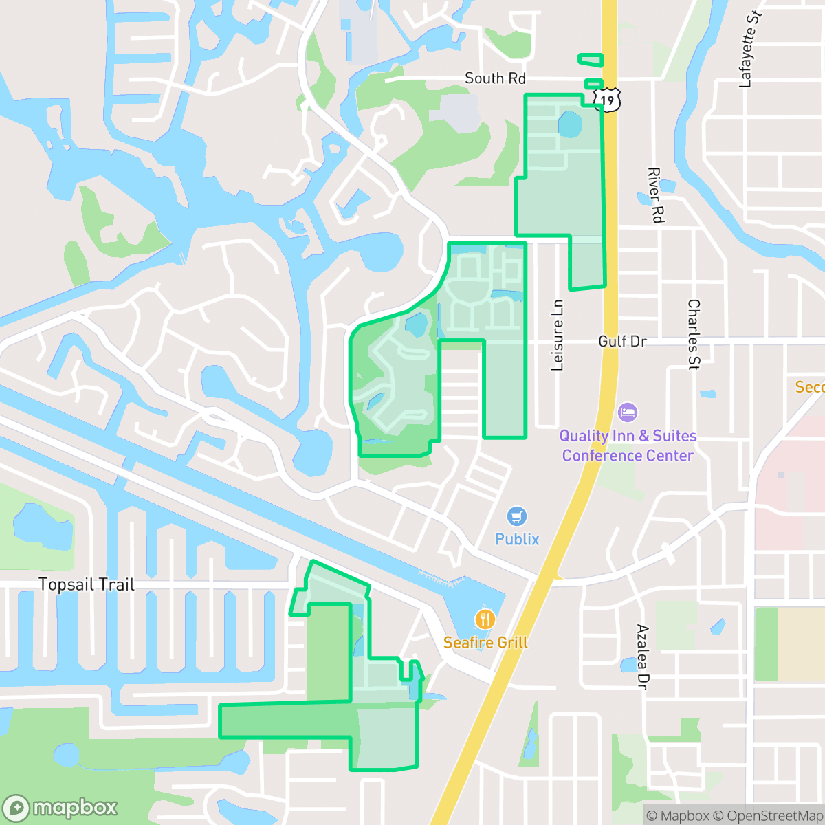 Map showing the location of Southwest, New Port Richey, FL