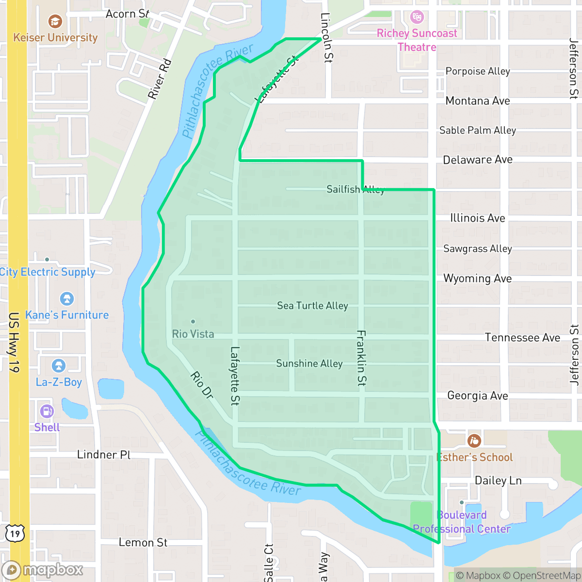 Map showing the location of West Grand, New Port Richey, FL