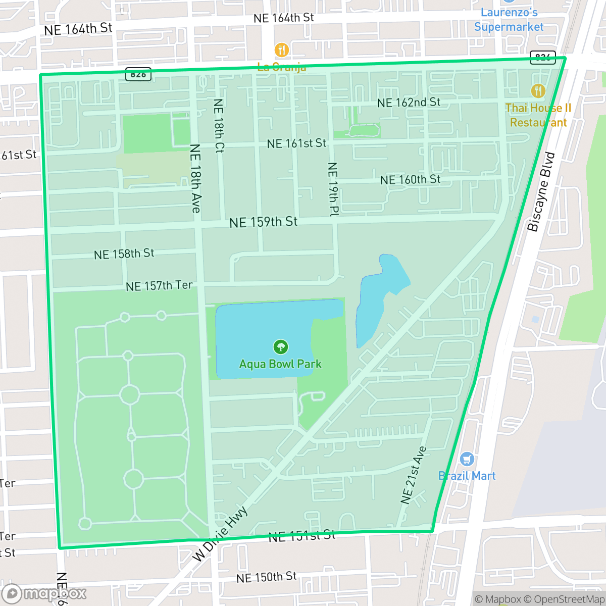 Map showing the location of Allen Park, North Miami Beach, FL