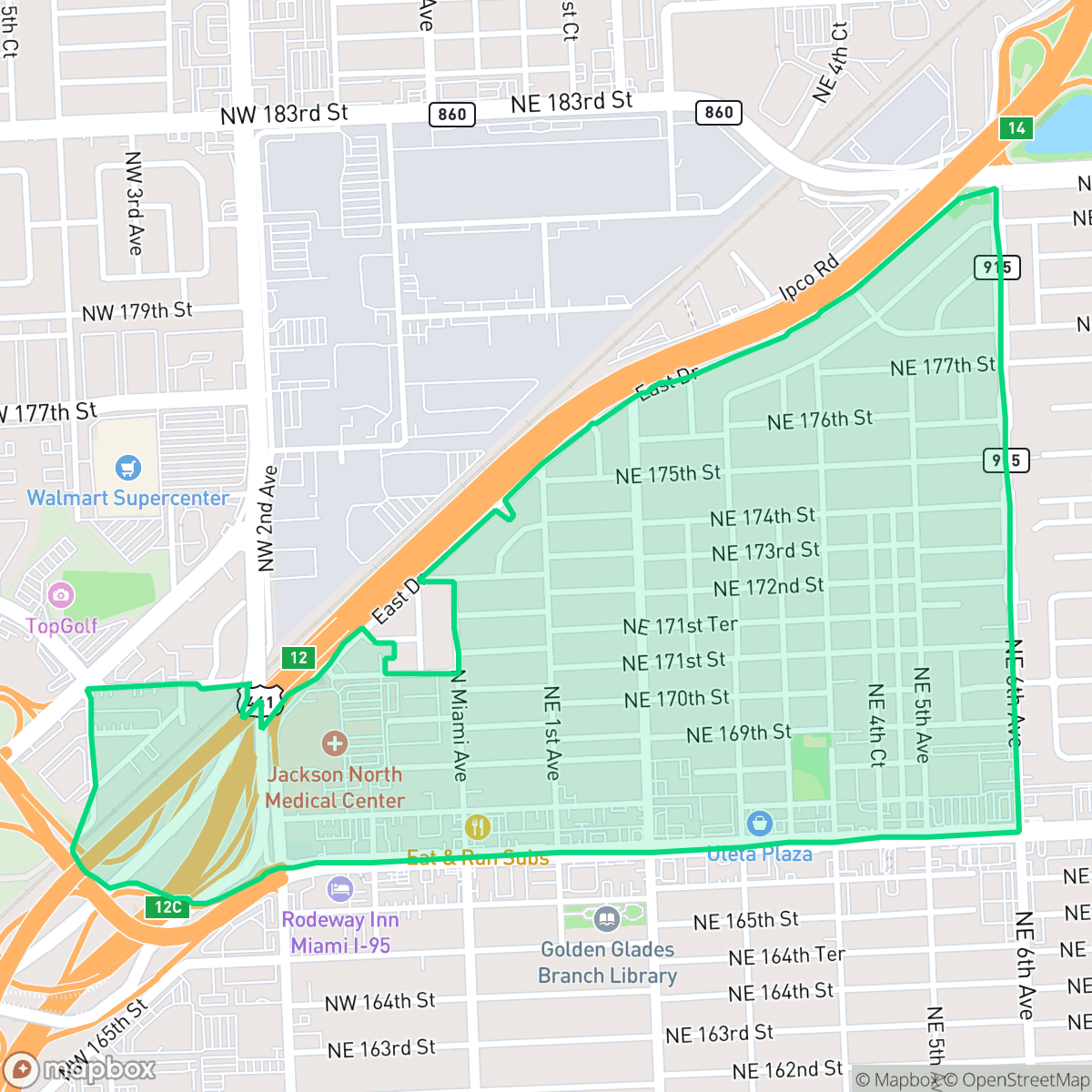 Map showing the location of Uleta, North Miami Beach, FL