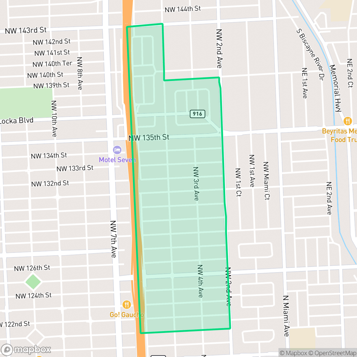 Map showing the location of Alhambra Heights, North Miami, FL