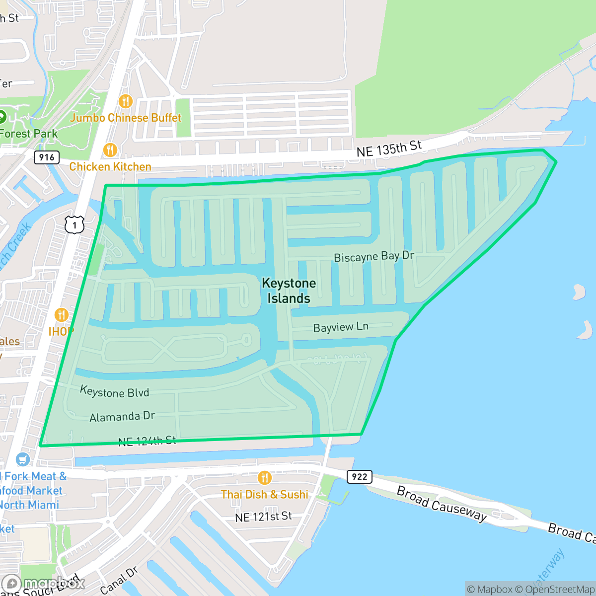 Map showing the location of Keystone Point, North Miami, FL