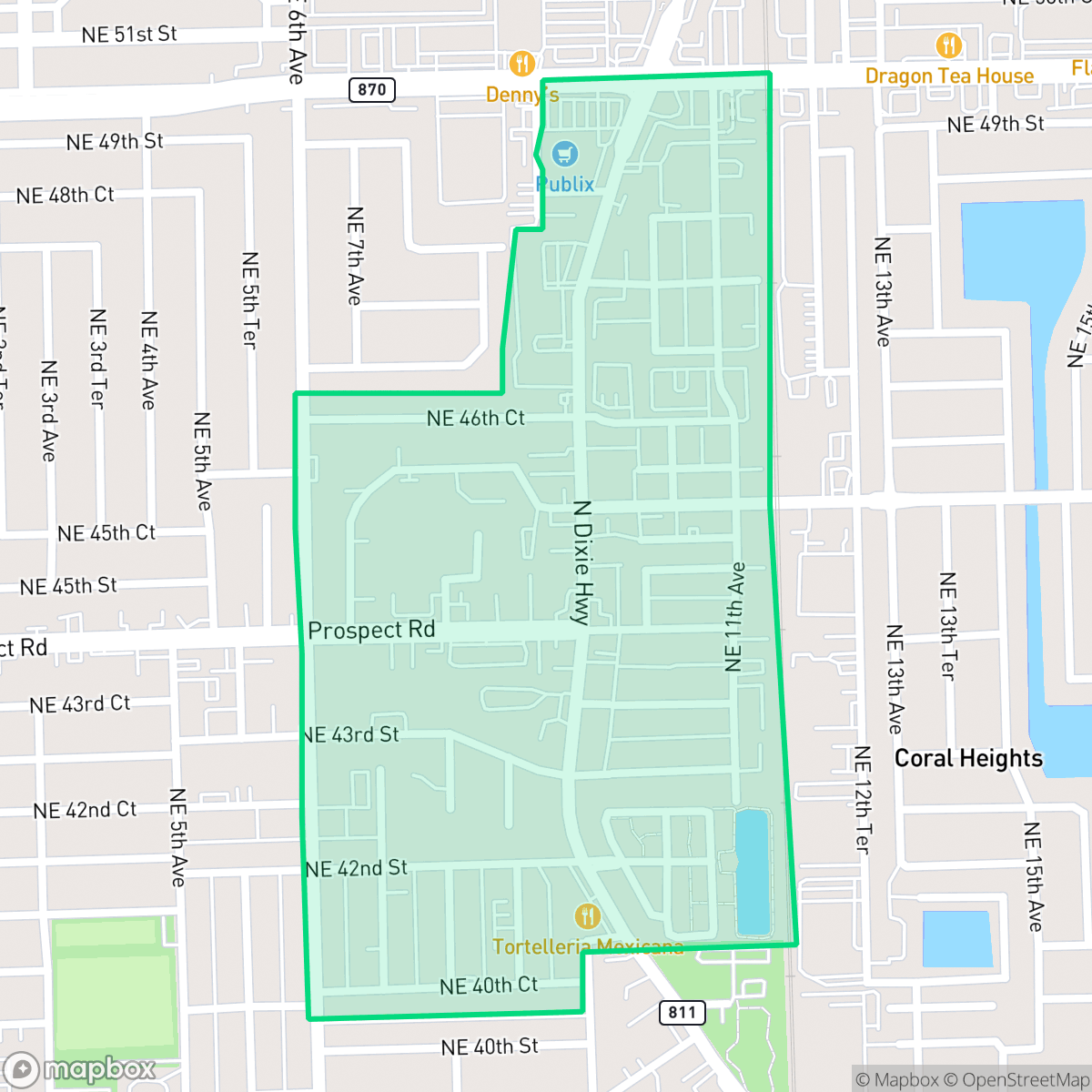 Map showing the location of Central Business District, Oakland Park, FL