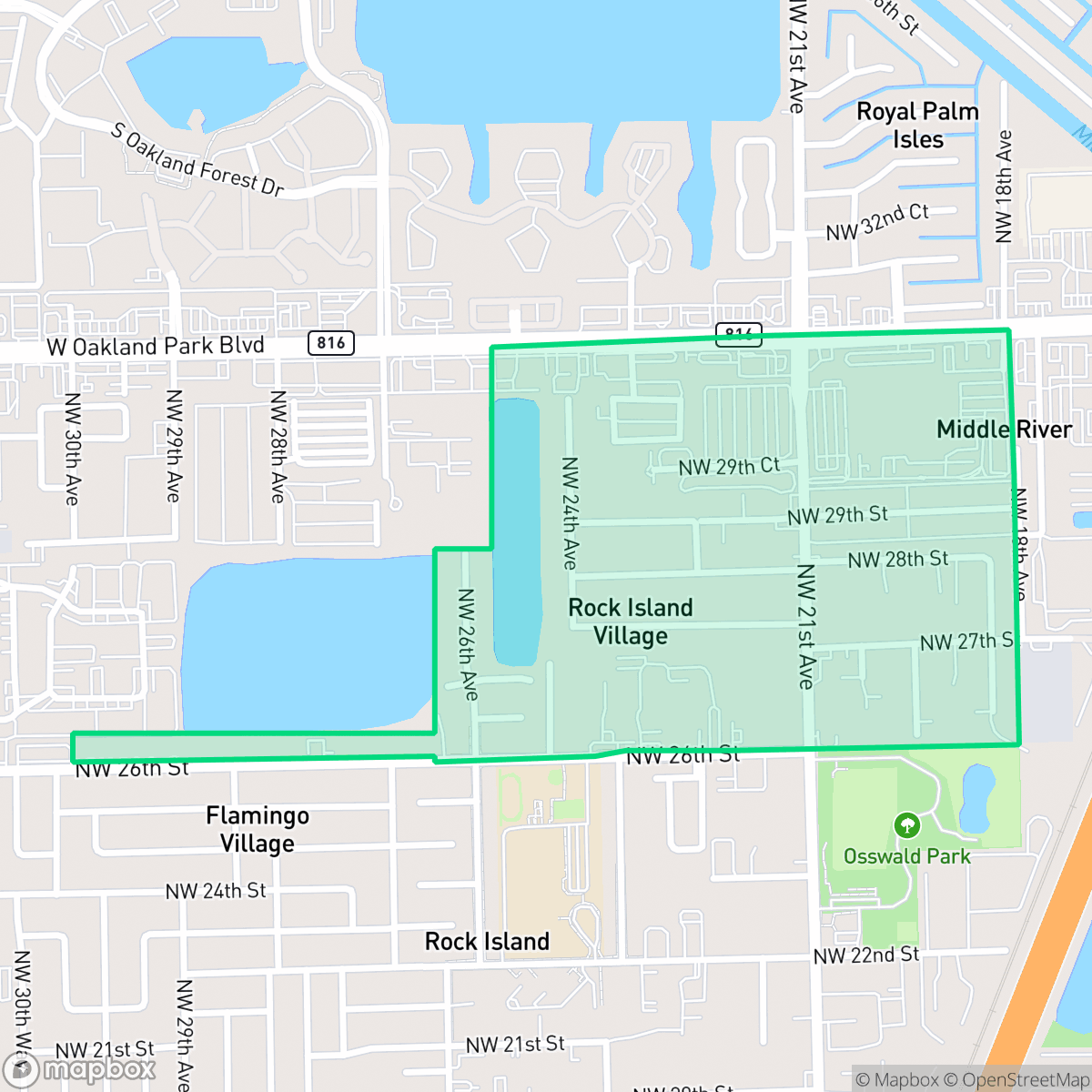 Map showing the location of East Lakeside, Oakland Park, FL
