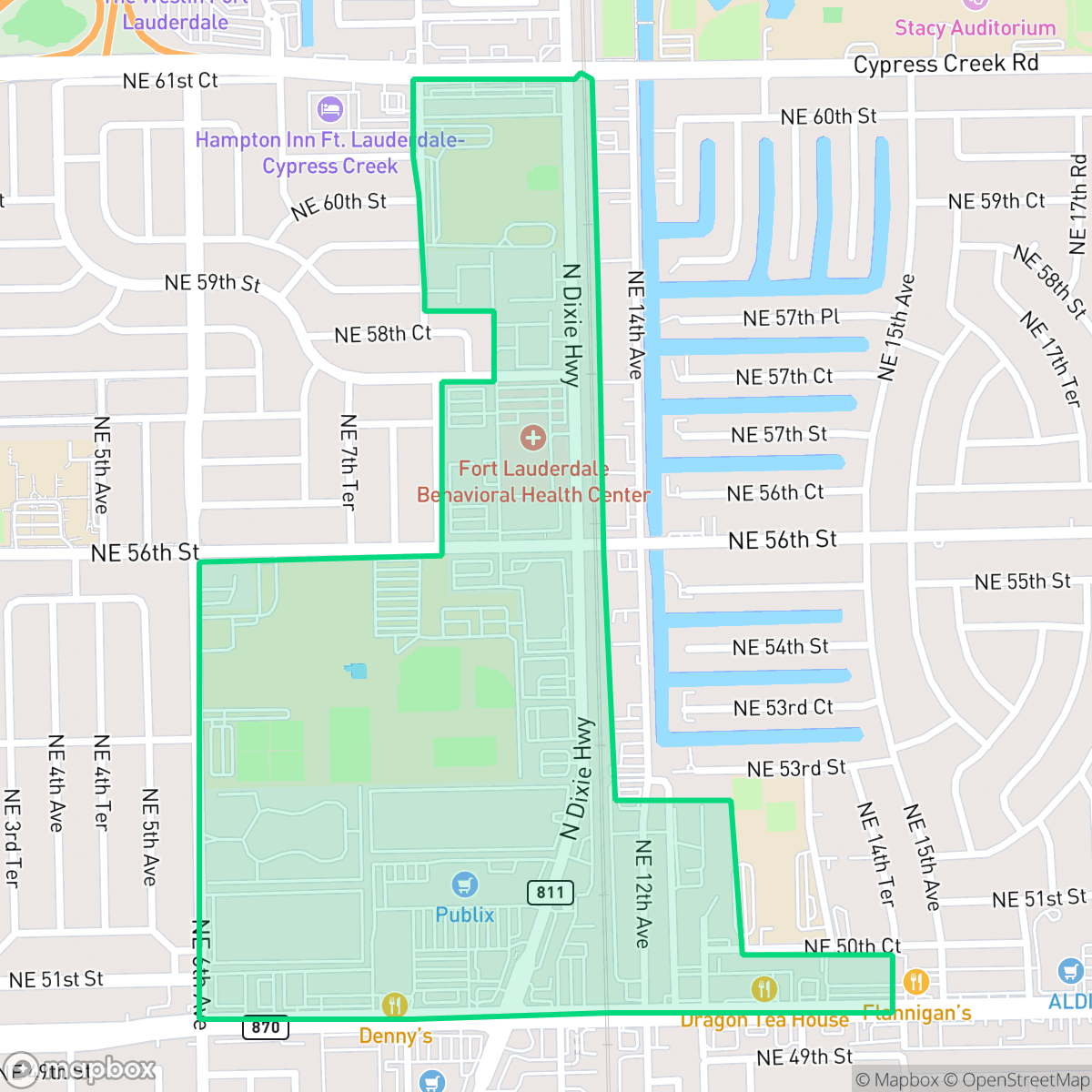 Map showing the location of North Ridge, Oakland Park, FL