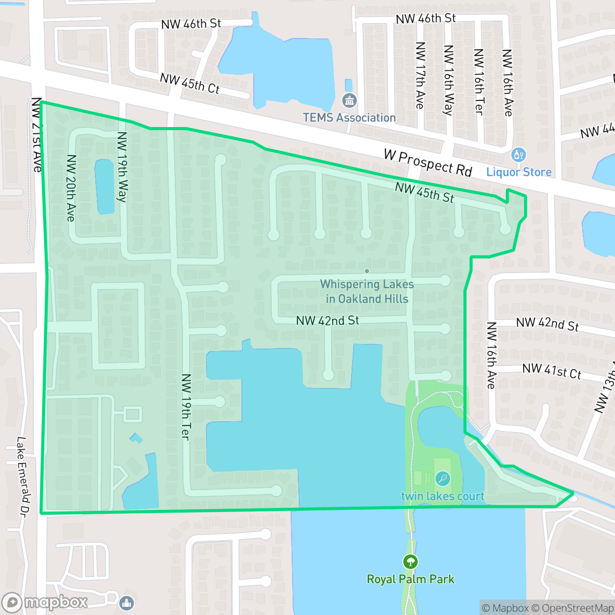 Map showing the location of Oakland Hills, Oakland Park, FL