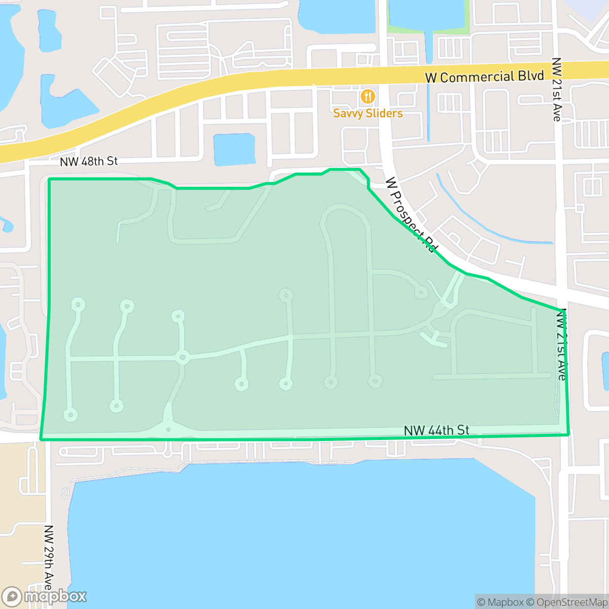 Map showing the location of Oaktree Estates, Oakland Park, FL