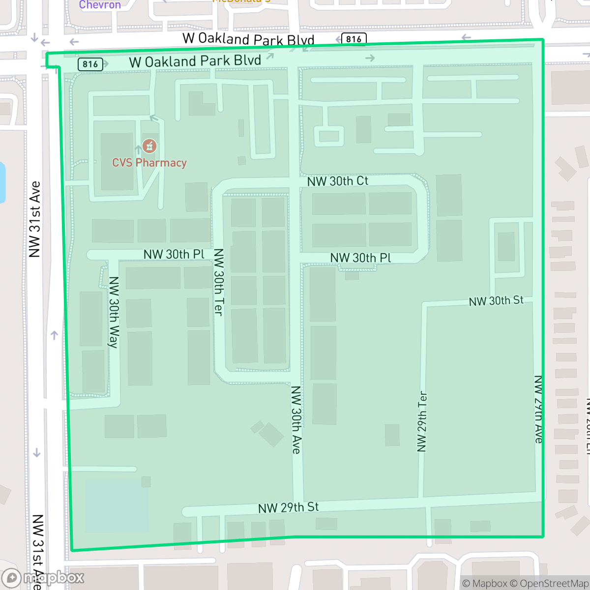 Map showing the location of Orange Grove Manors, Oakland Park, FL