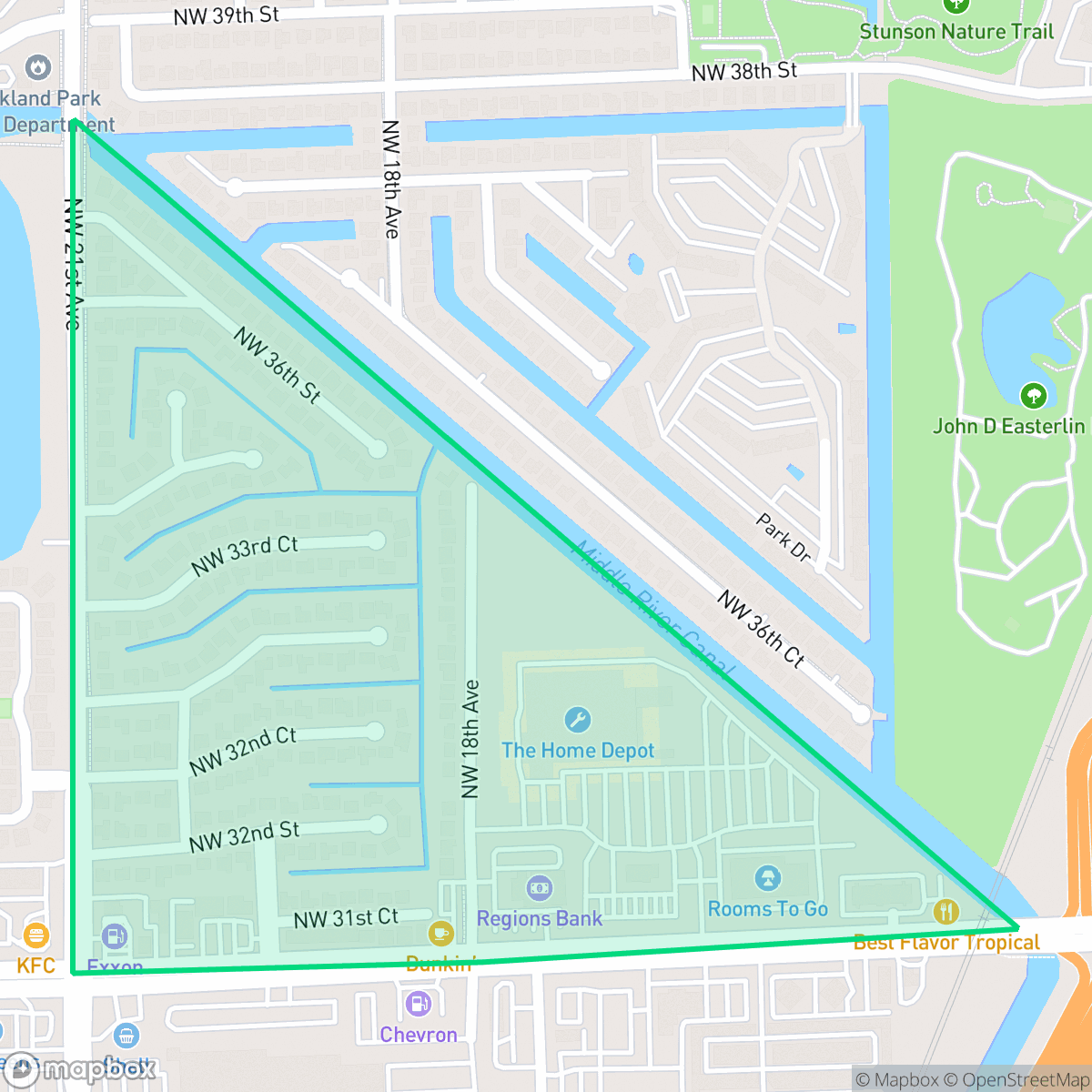 Map showing the location of Royal Palm Acres, Oakland Park, FL