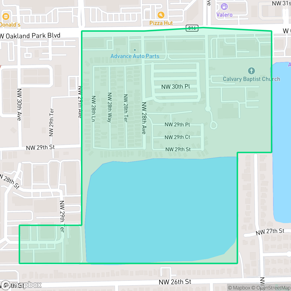 Map showing the location of West Lakeside, Oakland Park, FL