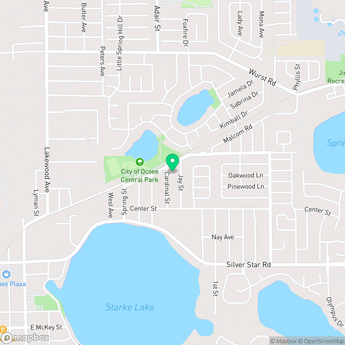 Map showing the location of Ocoee, FL — coverage area