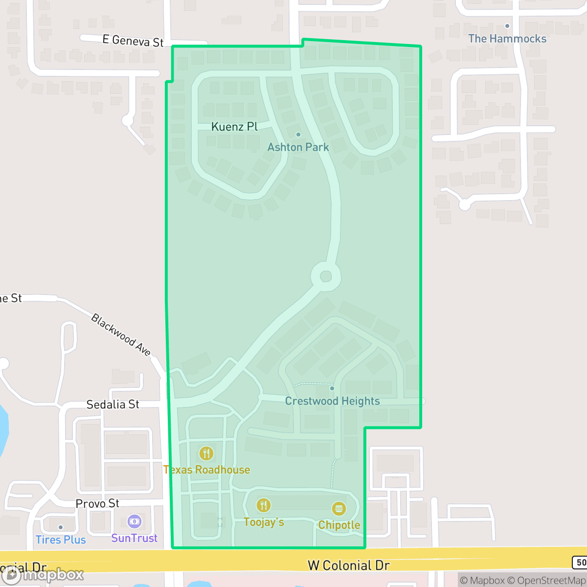 Map showing the location of Ocoee Commons, Ocoee, FL