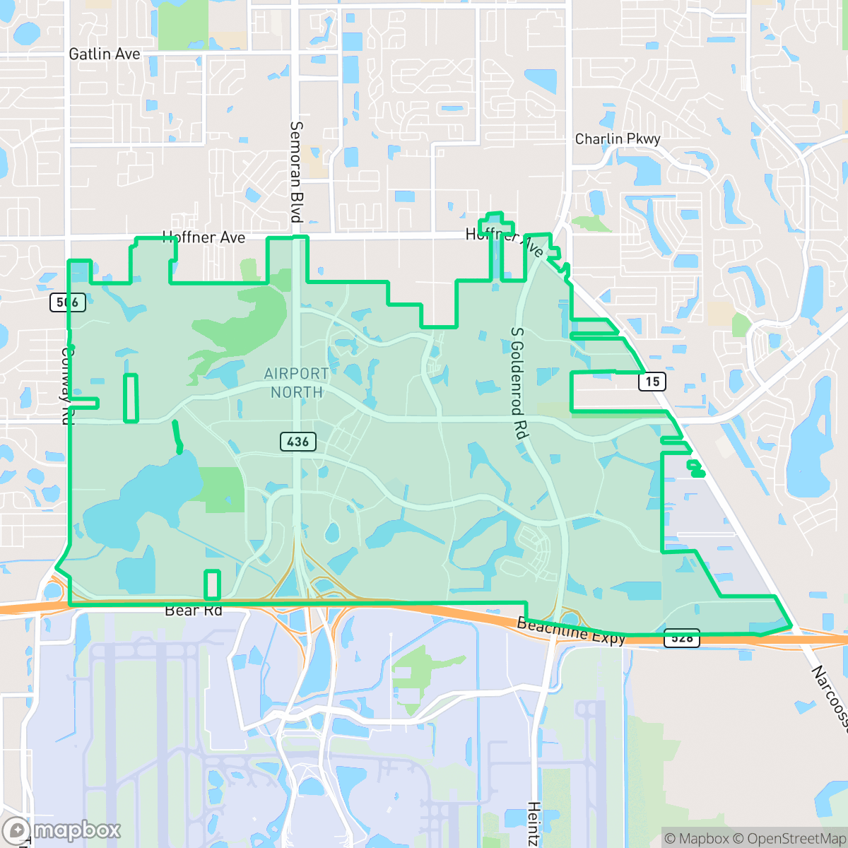 Map showing the location of Airport North, Orlando, FL