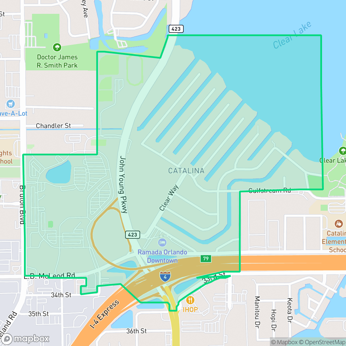 Map showing the location of Catalina, Orlando, FL