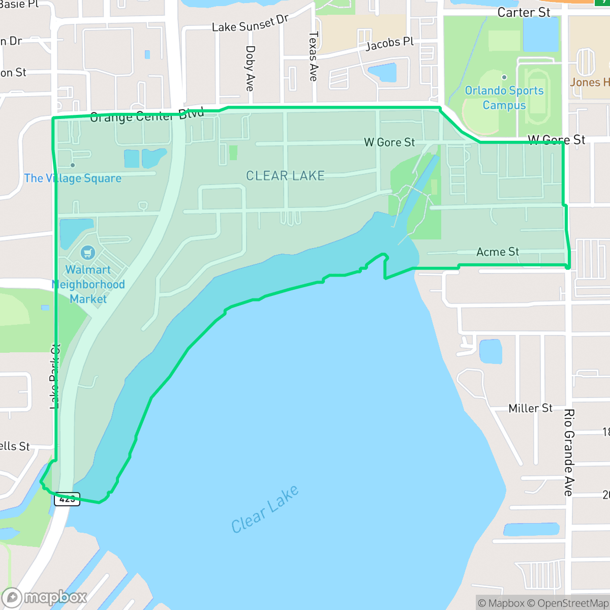 Map showing the location of Clear Lake, Orlando, FL