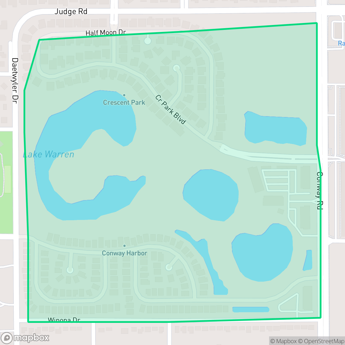 Map showing the location of Crescent Park, Orlando, FL