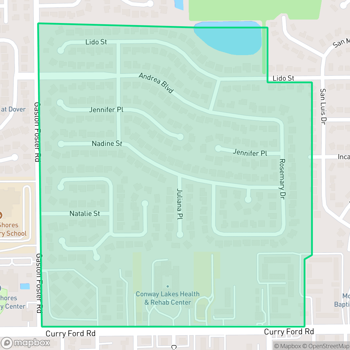 Map showing the location of Dover Manor, Orlando, FL