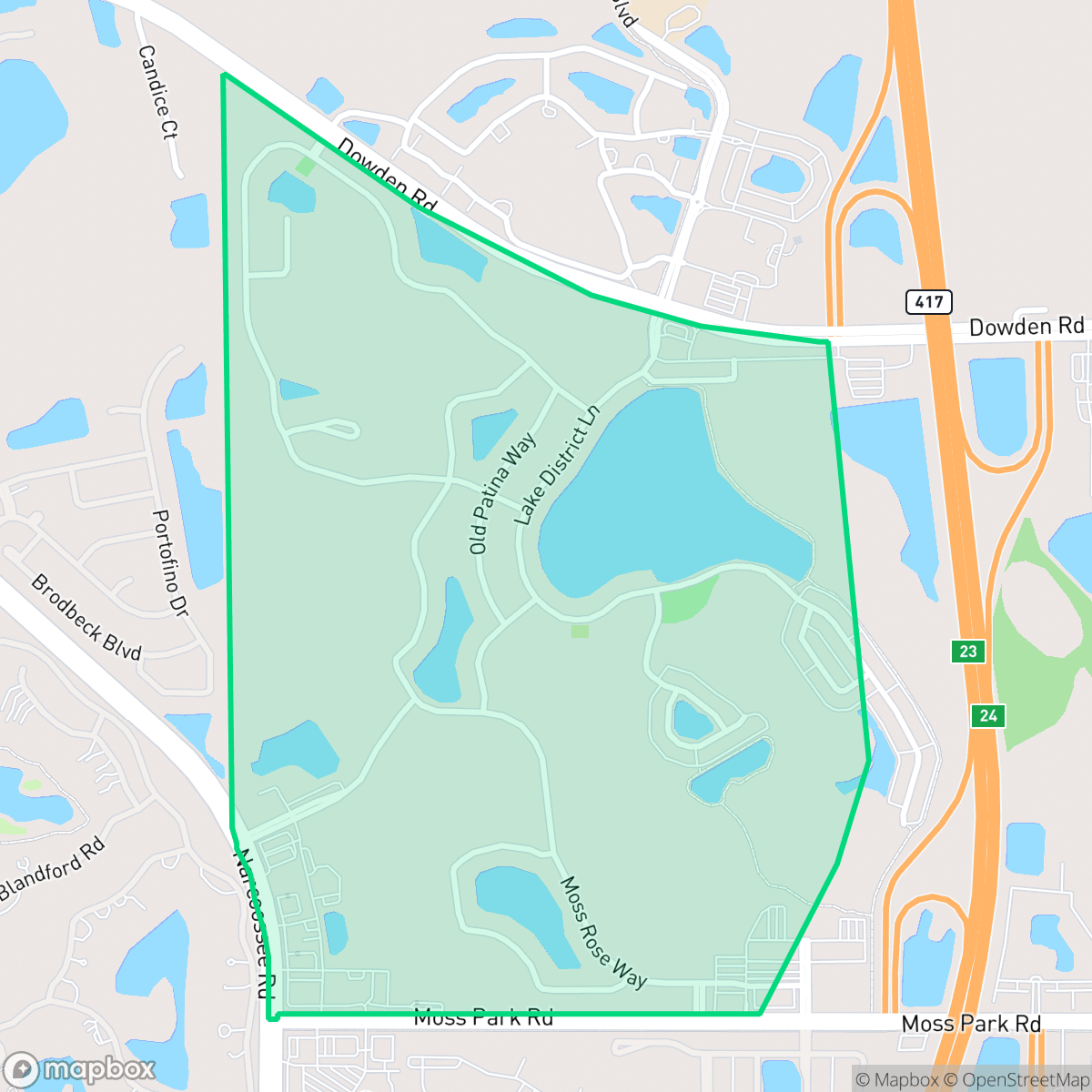 Map showing the location of East Park, Orlando, FL