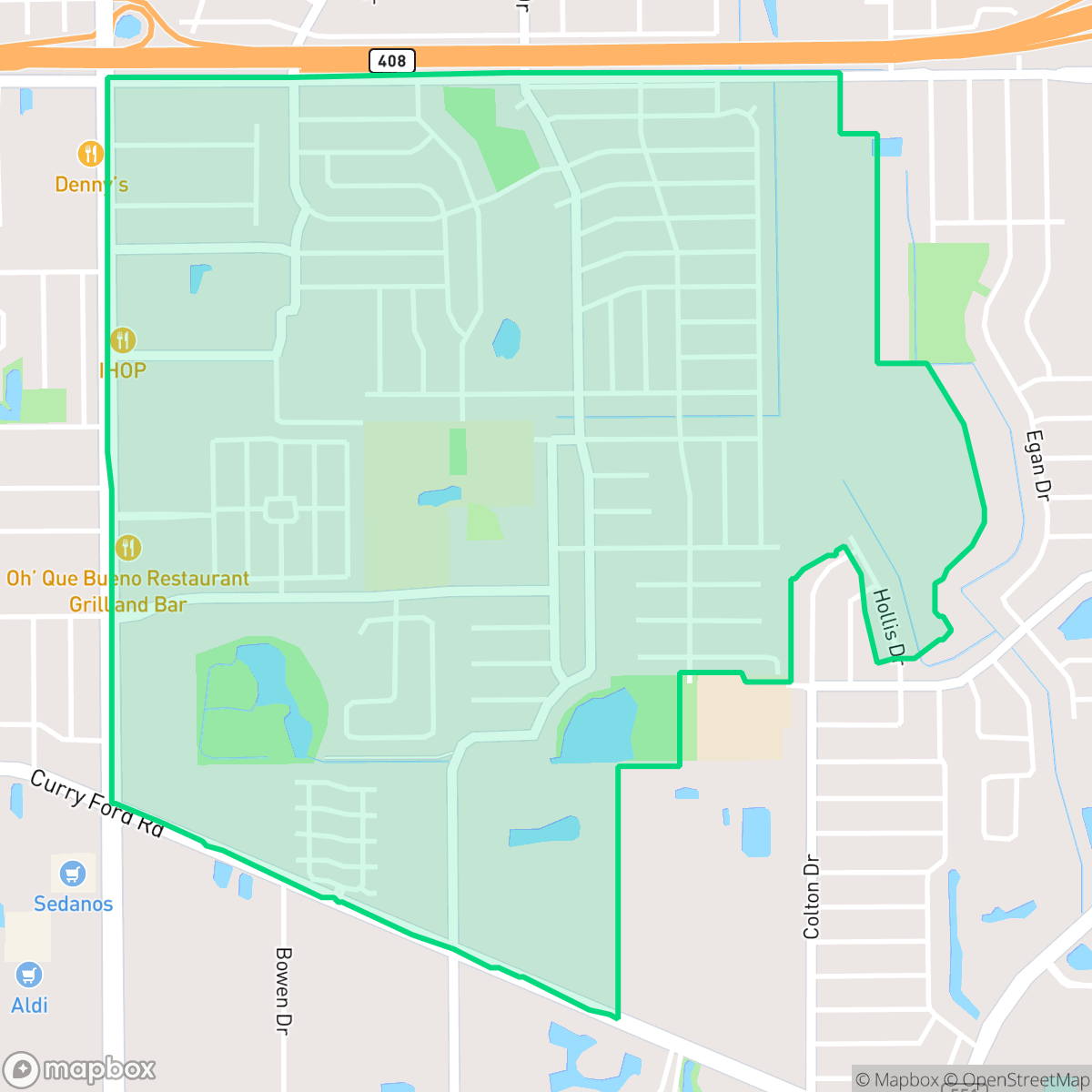 Map showing the location of Engelwood Park, Orlando, FL