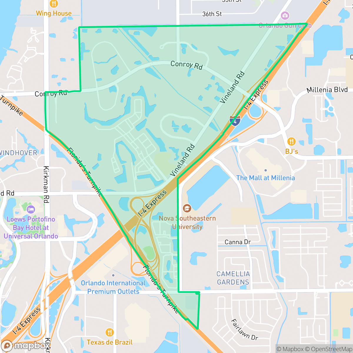 Map showing the location of Florida Center North, Orlando, FL