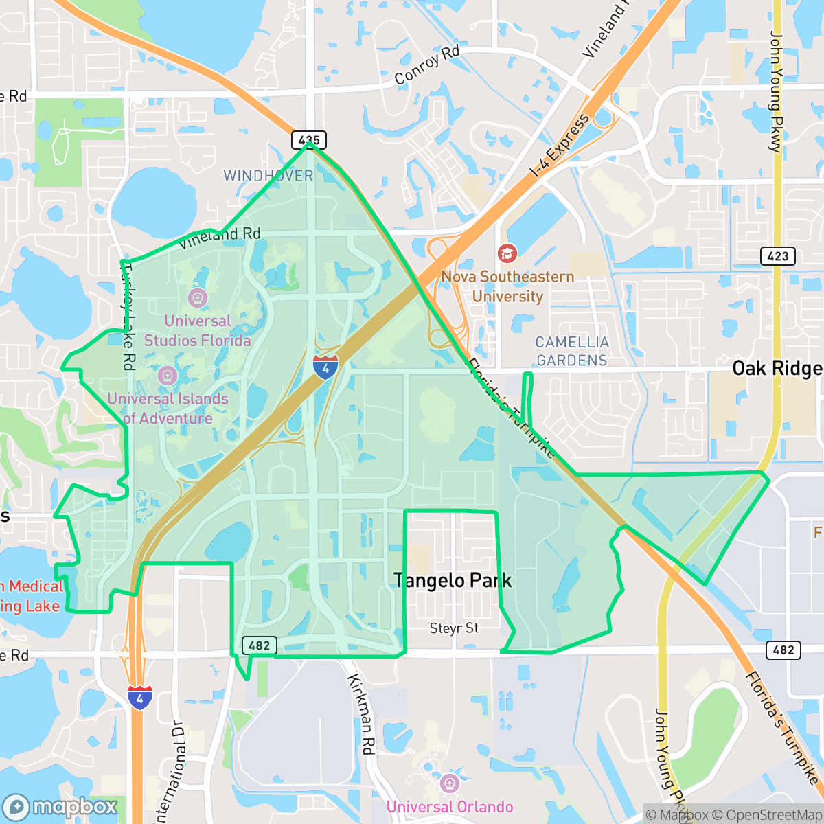 Map showing the location of Florida Center, Orlando, FL