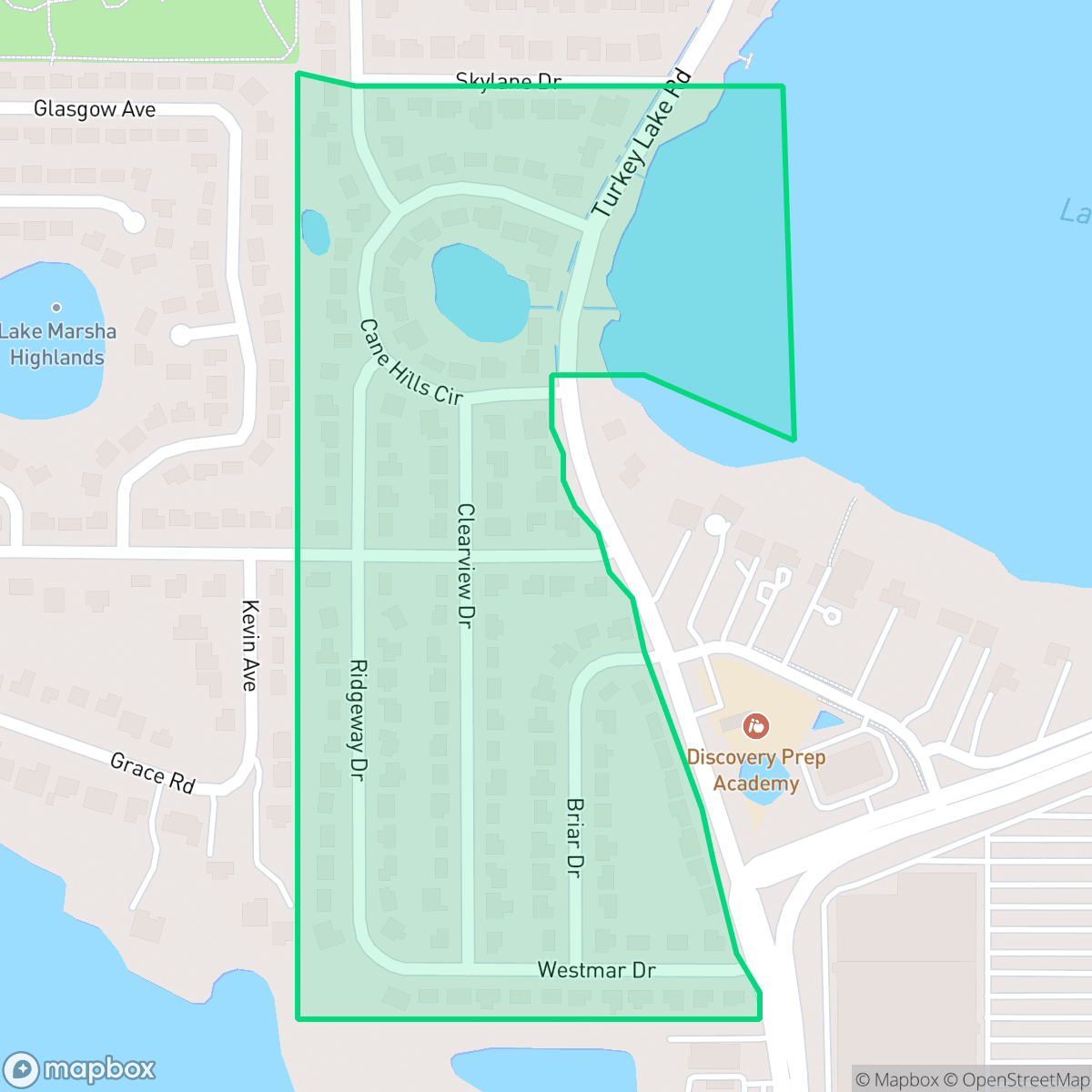 Map showing the location of Lake Cane Hills, Orlando, FL
