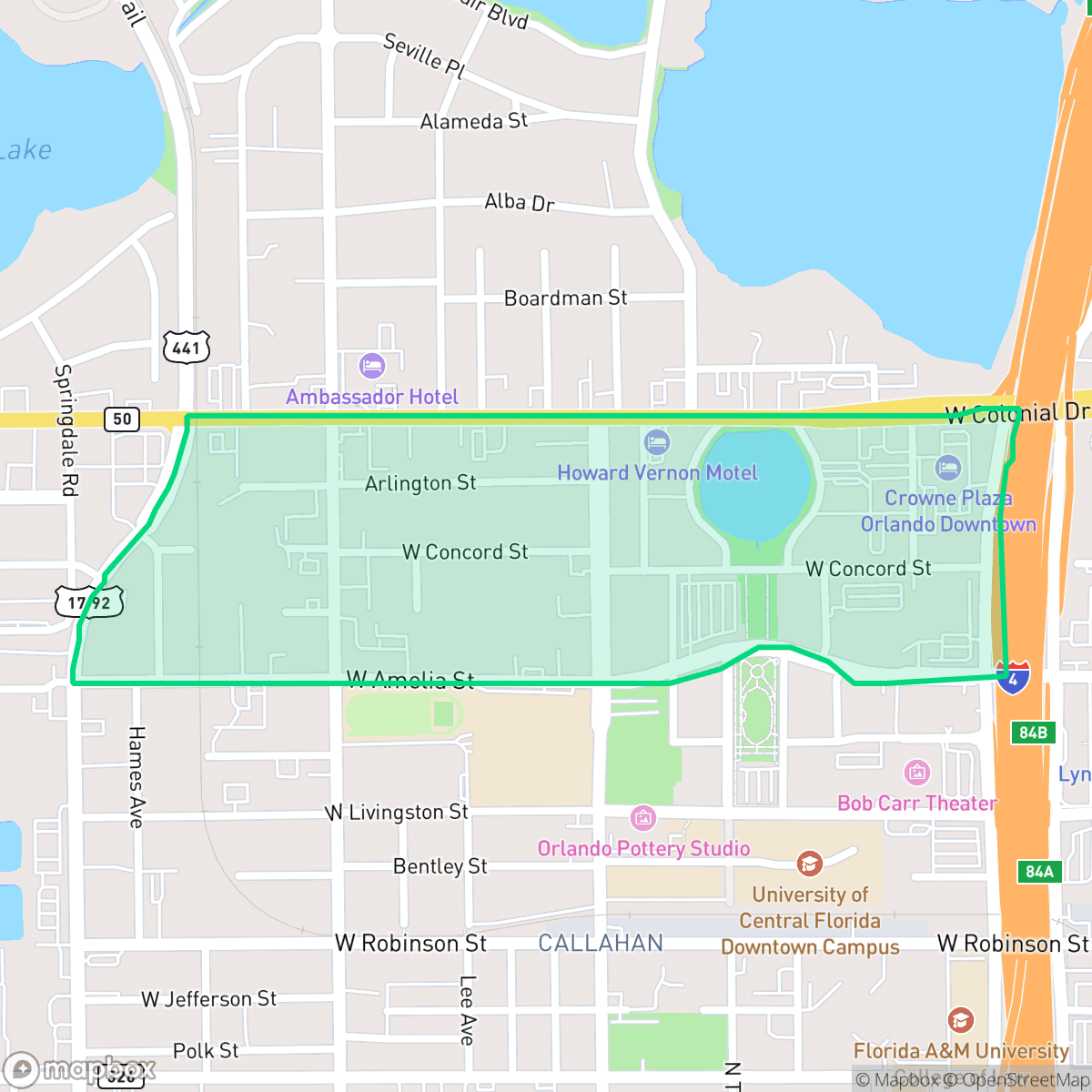 Map showing the location of Lake Dot, Orlando, FL