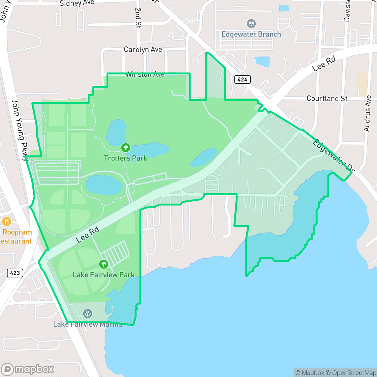 Map showing the location of Lake Fairview, Orlando, FL