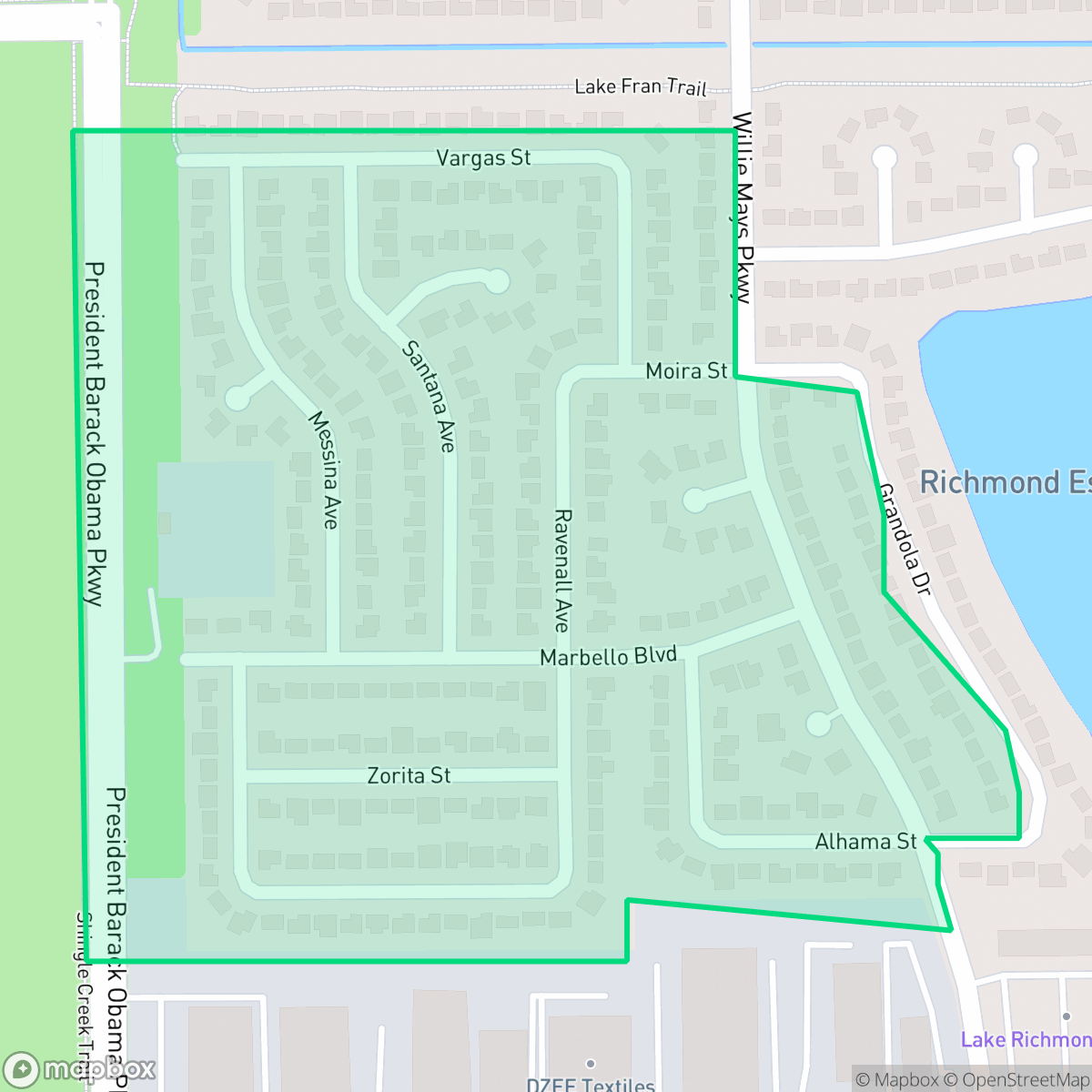 Map showing the location of Lake Richmond, Orlando, FL