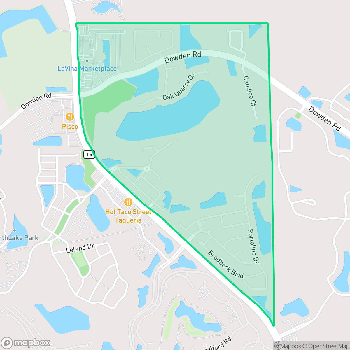 Map showing the location of LaVina, Orlando, FL