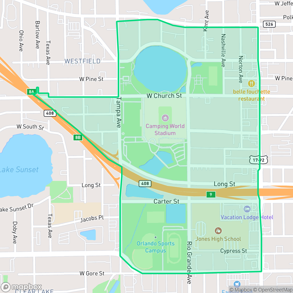 Map showing the location of Lorna Doone, Orlando, FL