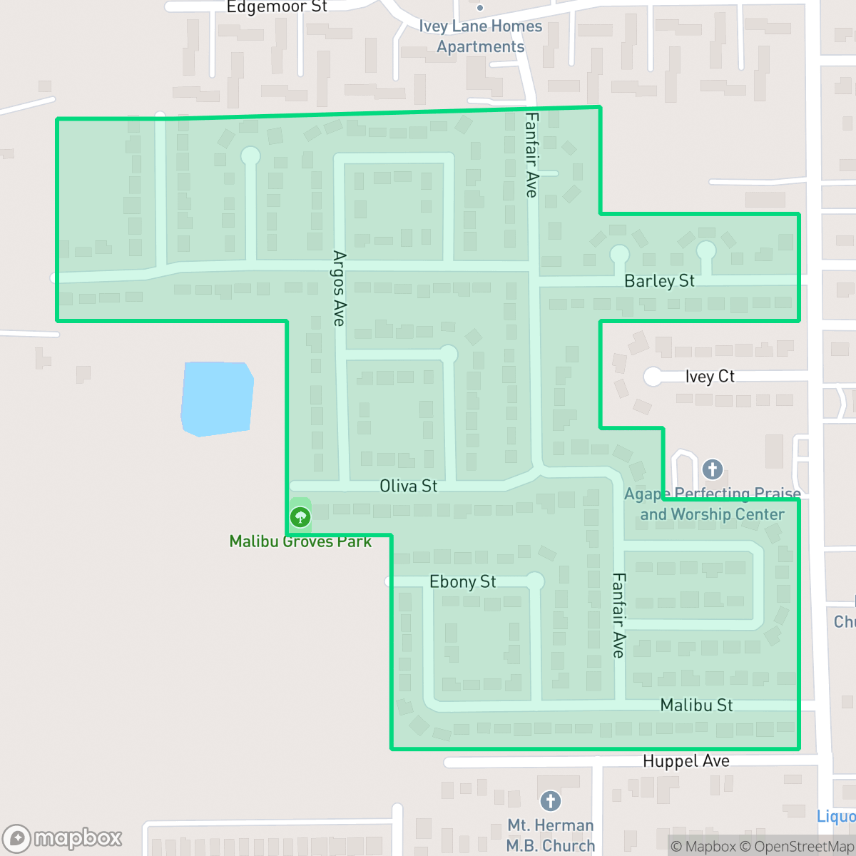 Map showing the location of Malibu Grove, Orlando, FL