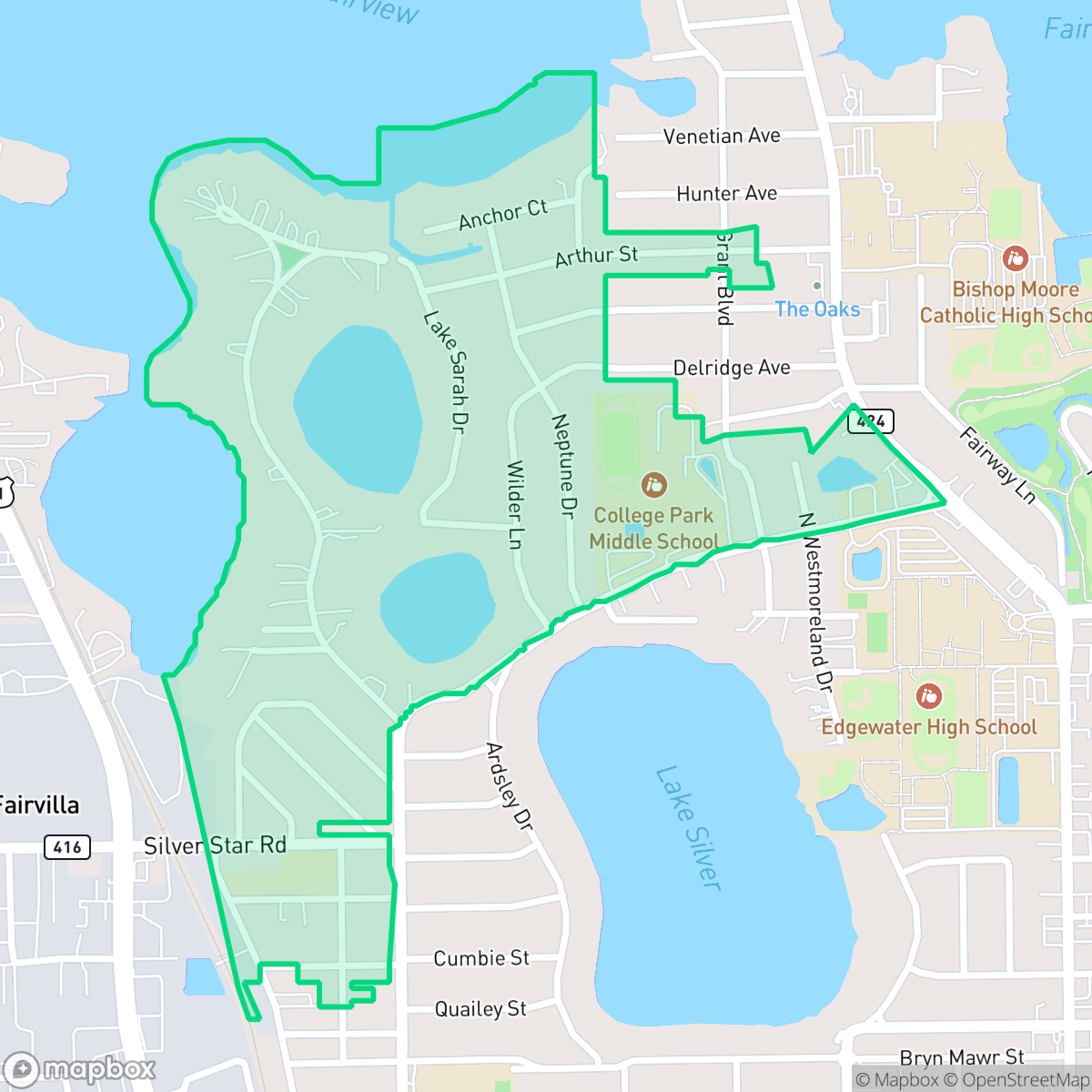 Map showing the location of Palomar, Orlando, FL
