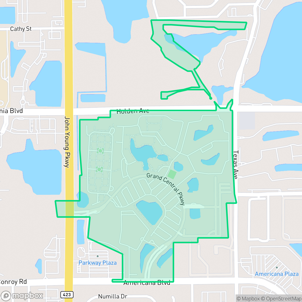 Map showing the location of Park Central, Orlando, FL