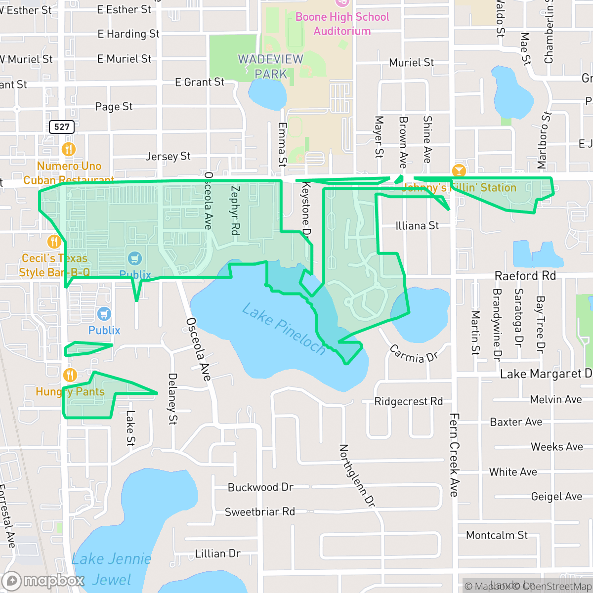 Map showing the location of Pineloch, Orlando, FL