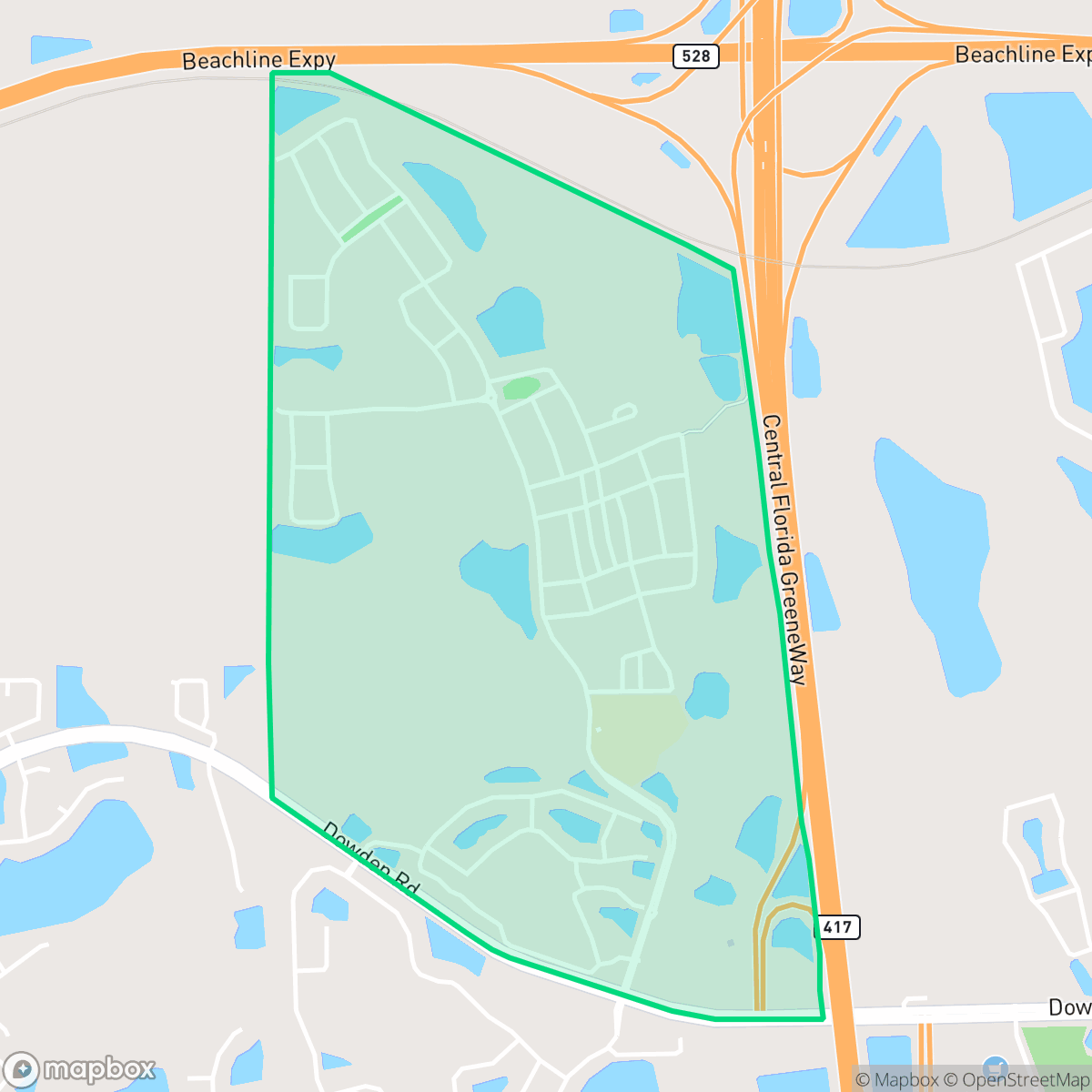 Map showing the location of Randal Park, Orlando, FL