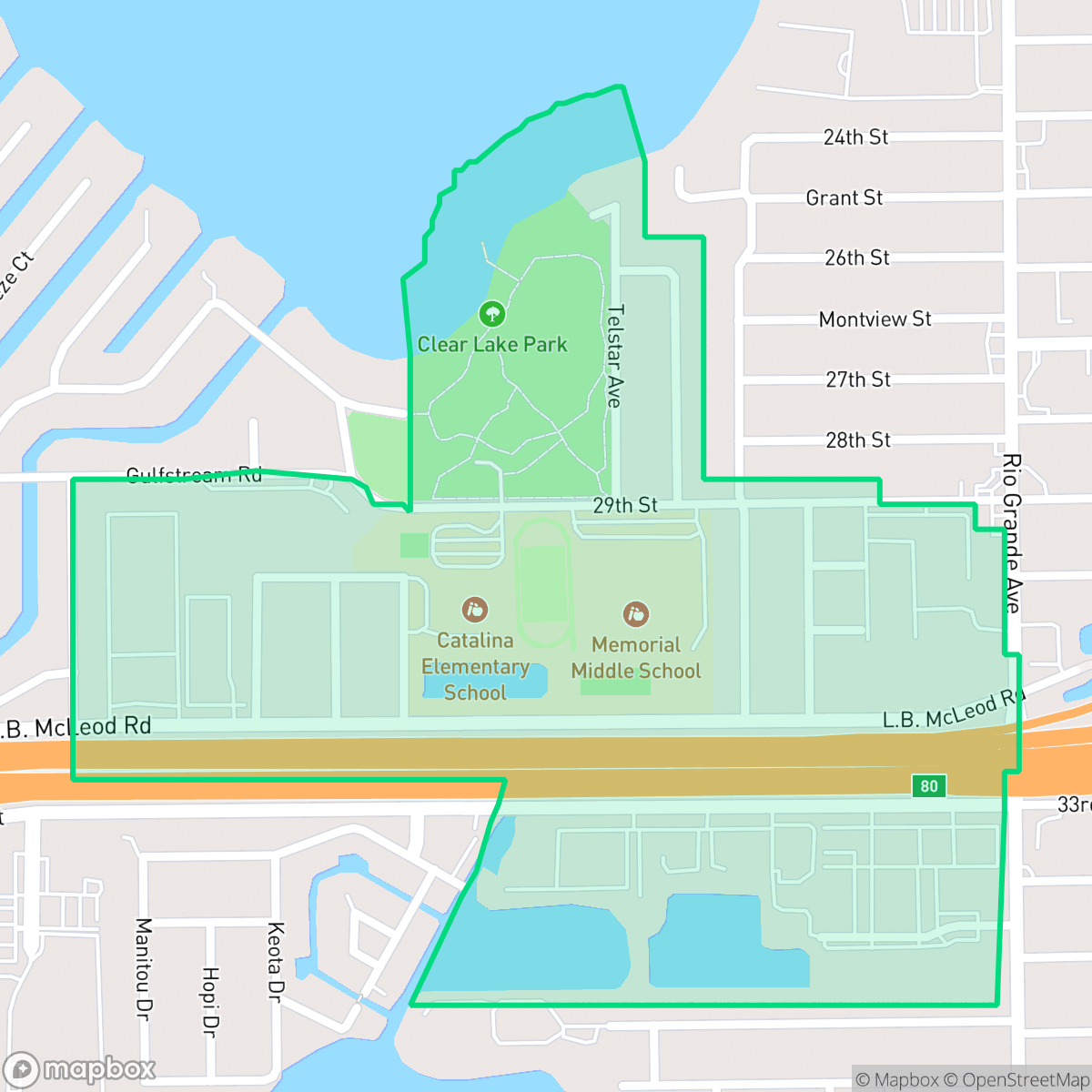 Map showing the location of Rio Grande Park, Orlando, FL