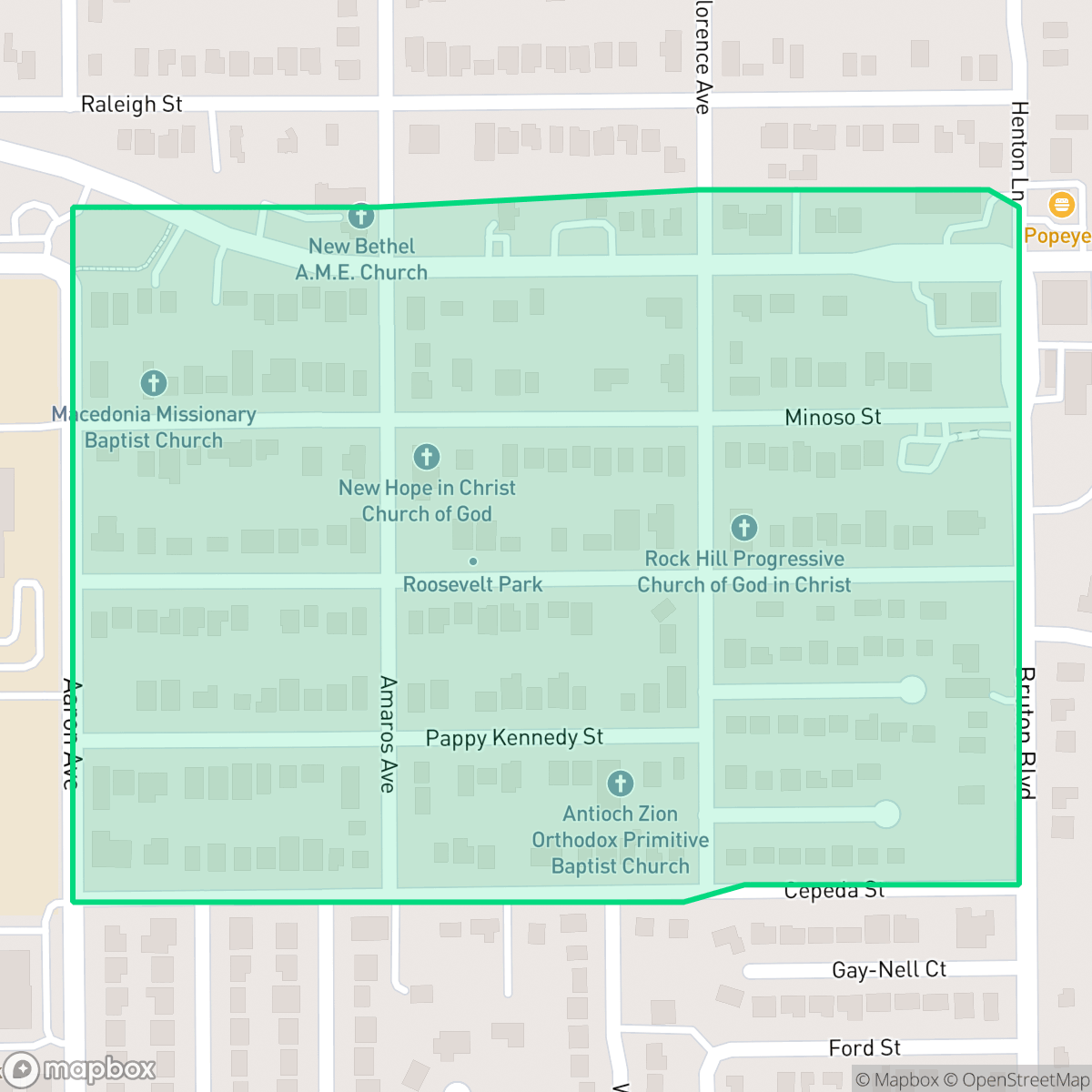 Map showing the location of Roosevelt Park, Orlando, FL