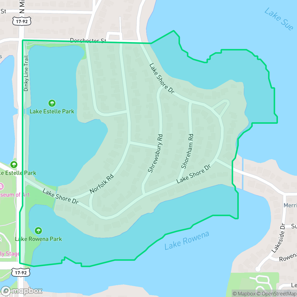 Map showing the location of Rose Isle, Orlando, FL