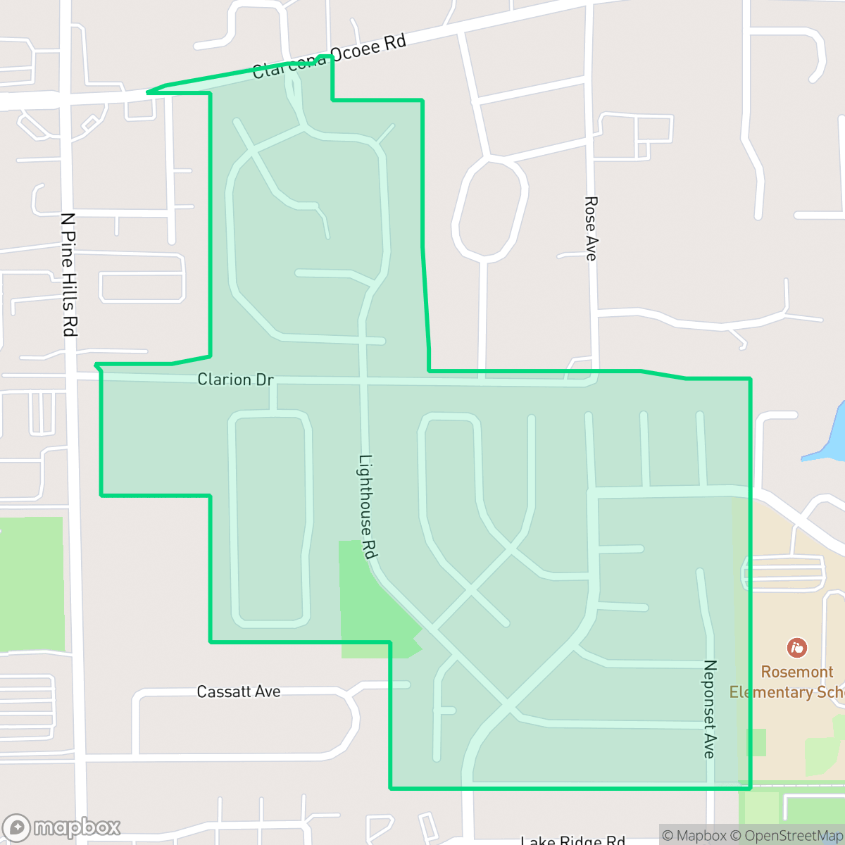 Map showing the location of Rosemont North, Orlando, FL