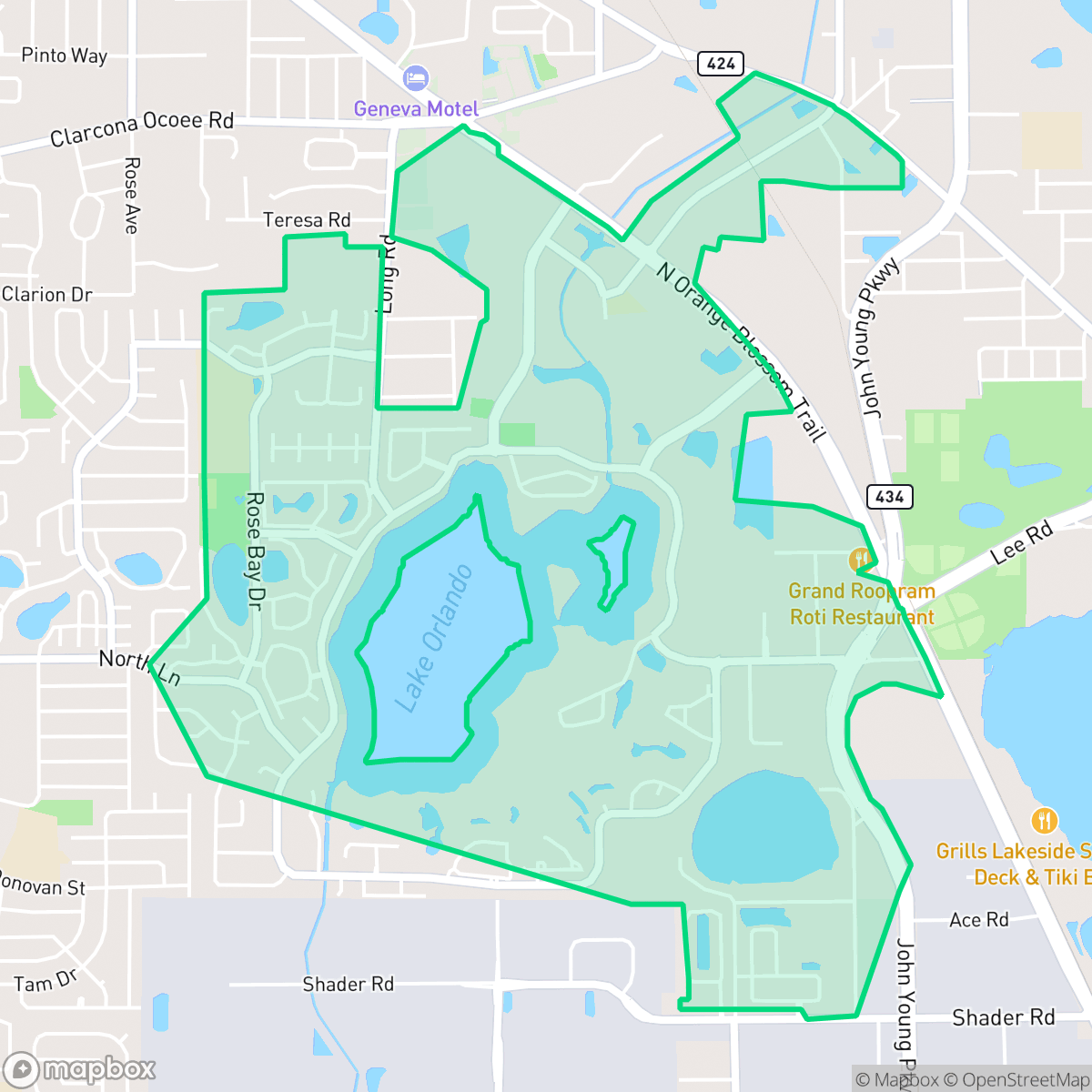 Map showing the location of Rosemont, Orlando, FL