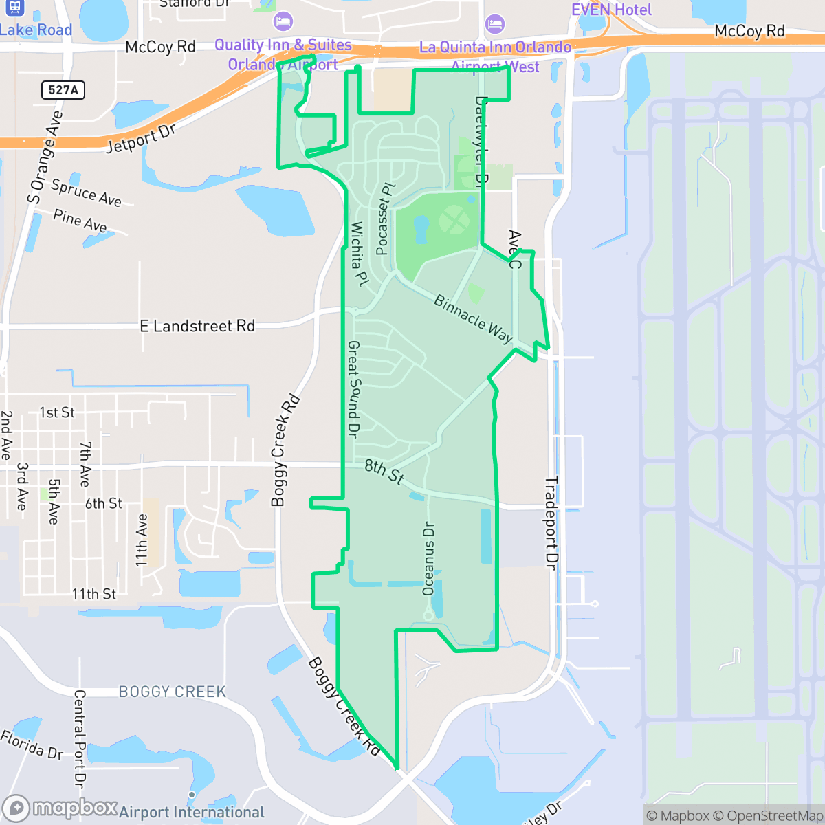 Map showing the location of Southport, Orlando, FL