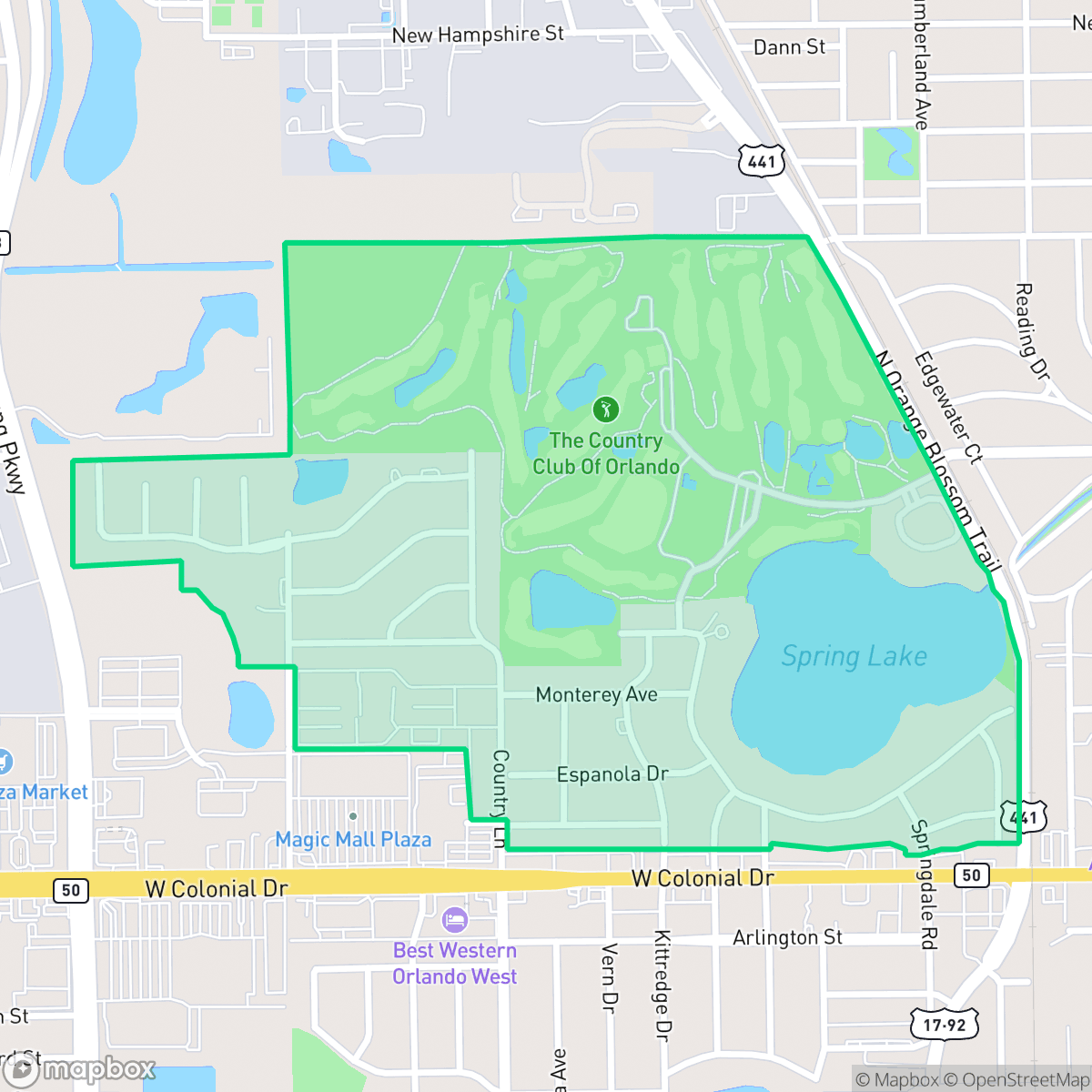 Map showing the location of Spring Lake, Orlando, FL
