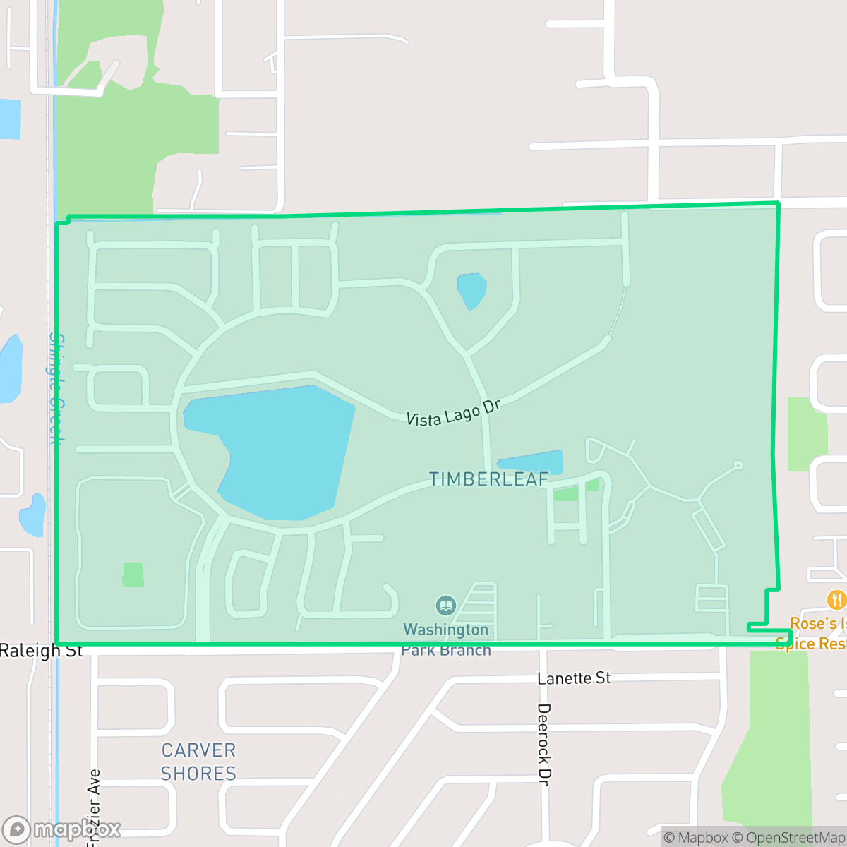 Map showing the location of Timberleaf, Orlando, FL