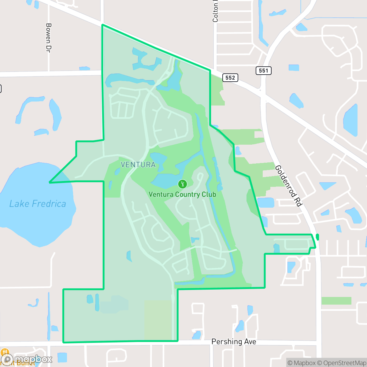 Map showing the location of Ventura, Orlando, FL
