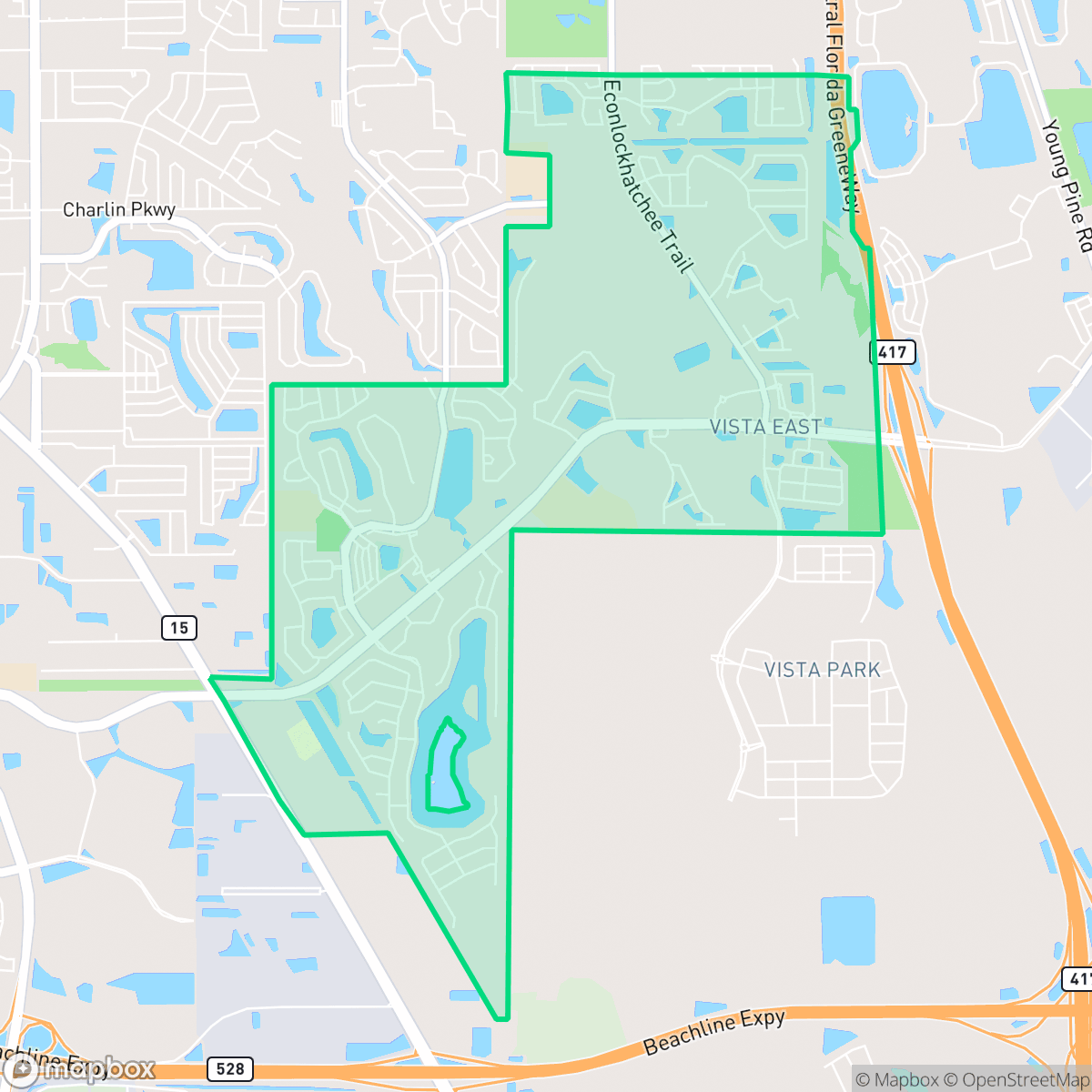 Map showing the location of Vista East, Orlando, FL