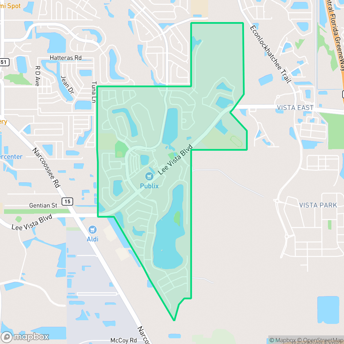 Map showing the location of Vista Lakes, Orlando, FL
